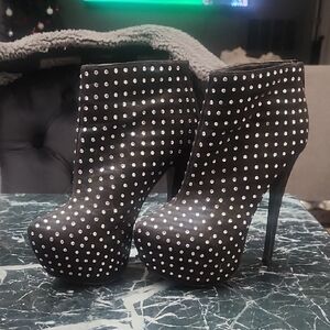 Signature Black Studded Heeled Boots